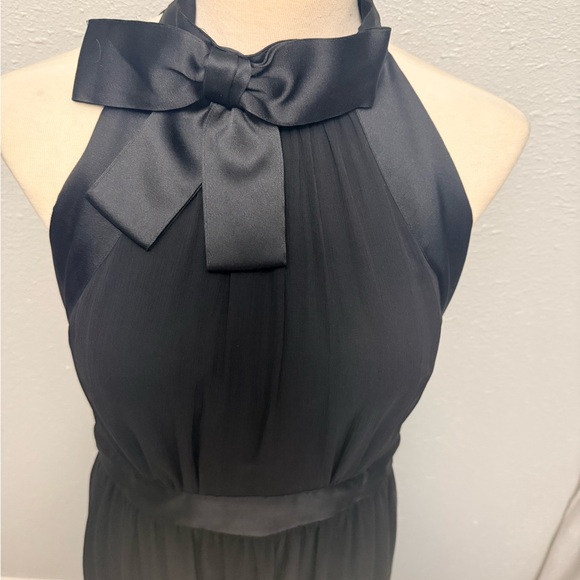 kate spade Dresses & Skirts - Kate Spade Black 100% Silk Chiffon Halter Gown Dress with Satin Bow